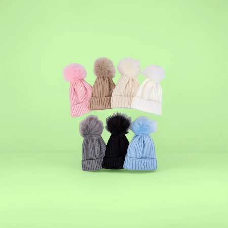 Colorful knitted hat with pom-poms decoration for warm and versatile autumn and winter women's hats Colorful knitted hat with pom-poms decoration for warm and versatile autumn and winter women's hats